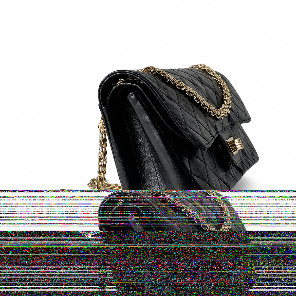 Chanel 2.55 Reissue 227 Black Aged Distressed Calfskin Aged Gold Mademoiselle Lock Chain 24cm