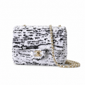 Chanel Black White Tweed Mini Flap Bag Gold Rope Chain CC Turn Lock