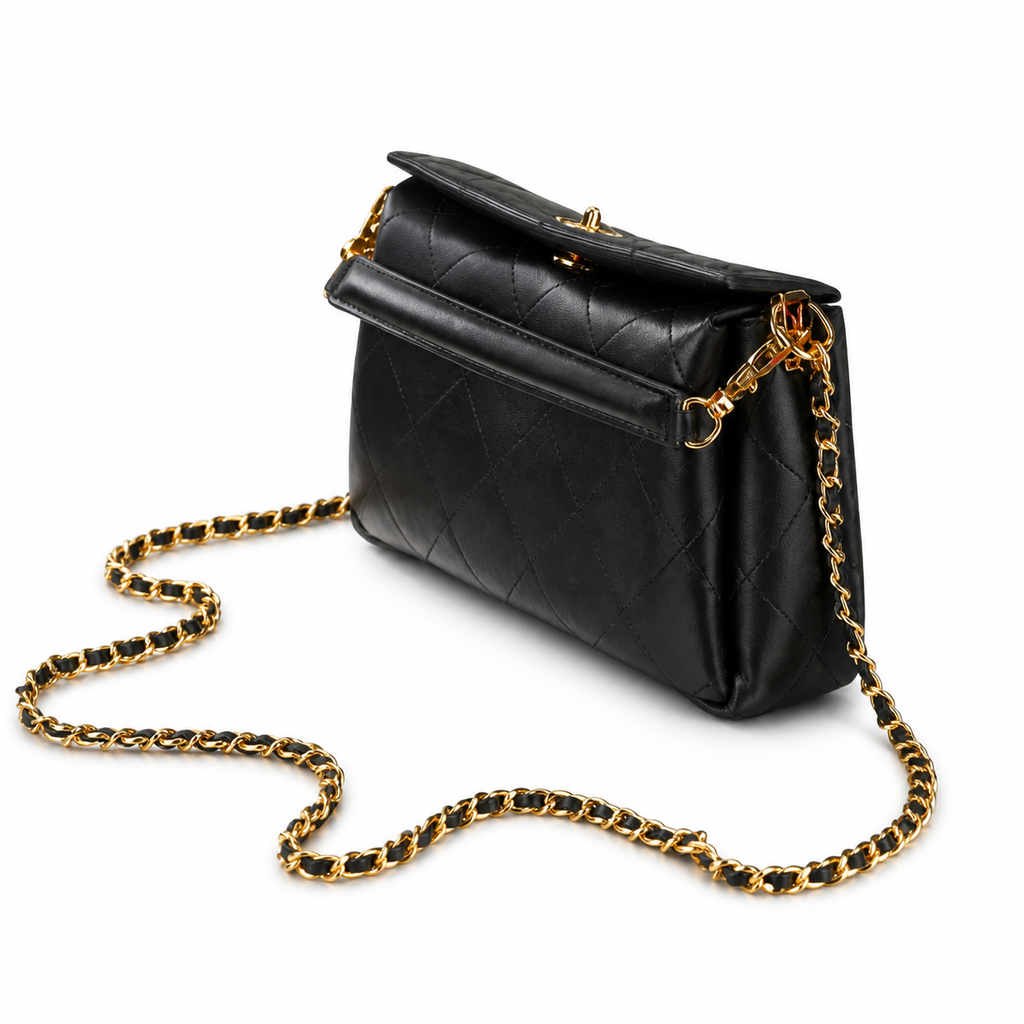 CHANEL Classic Quilted Leather Chain Crossbody Bag CC Logo