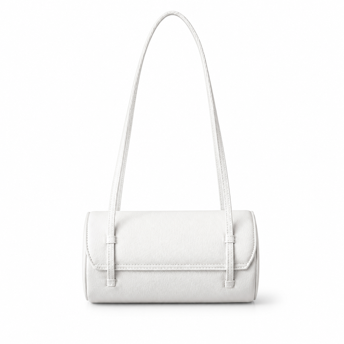 Chanel Vintage Cylinder Barrel Shoulder Bag White Smooth Leather Gold CC Turn-Lock Slim Strap 20.5cm