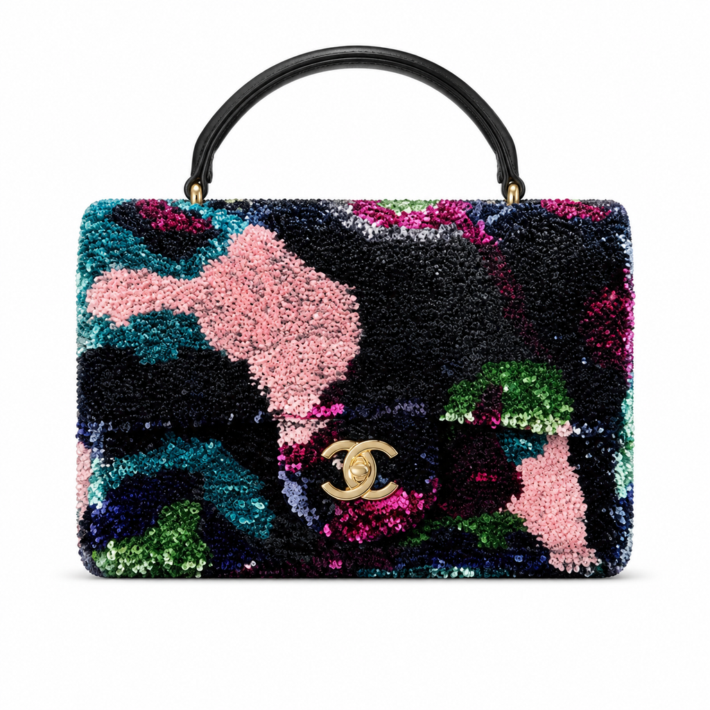 Chanel Sequin Flap Bag | Multicolor Fantasy Sequin Gold CC Hardware | 21cm