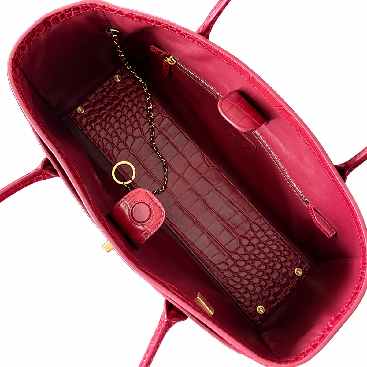 Chanel Burgundy Crocodile Embossed Leather Executive Tote Bag | Gold CC Turn-Lock | Dual Handles | 39×20×13cm