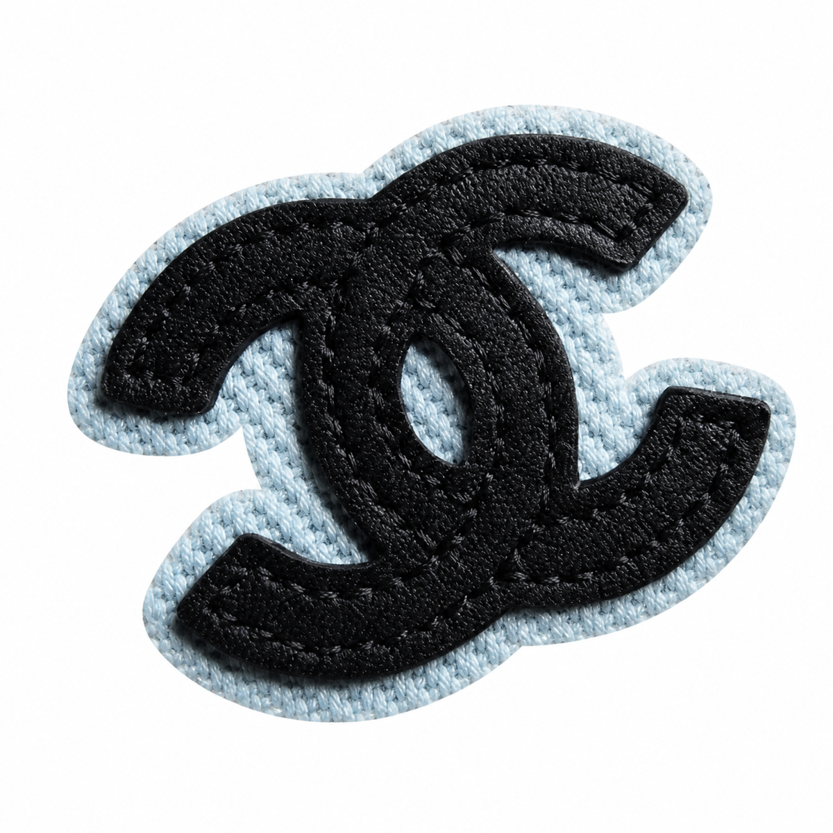 Chanel Ice Blue Canvas Oval Sport Shoulder Bag | Black CC | Adjustable Strap | 17×32×13cm