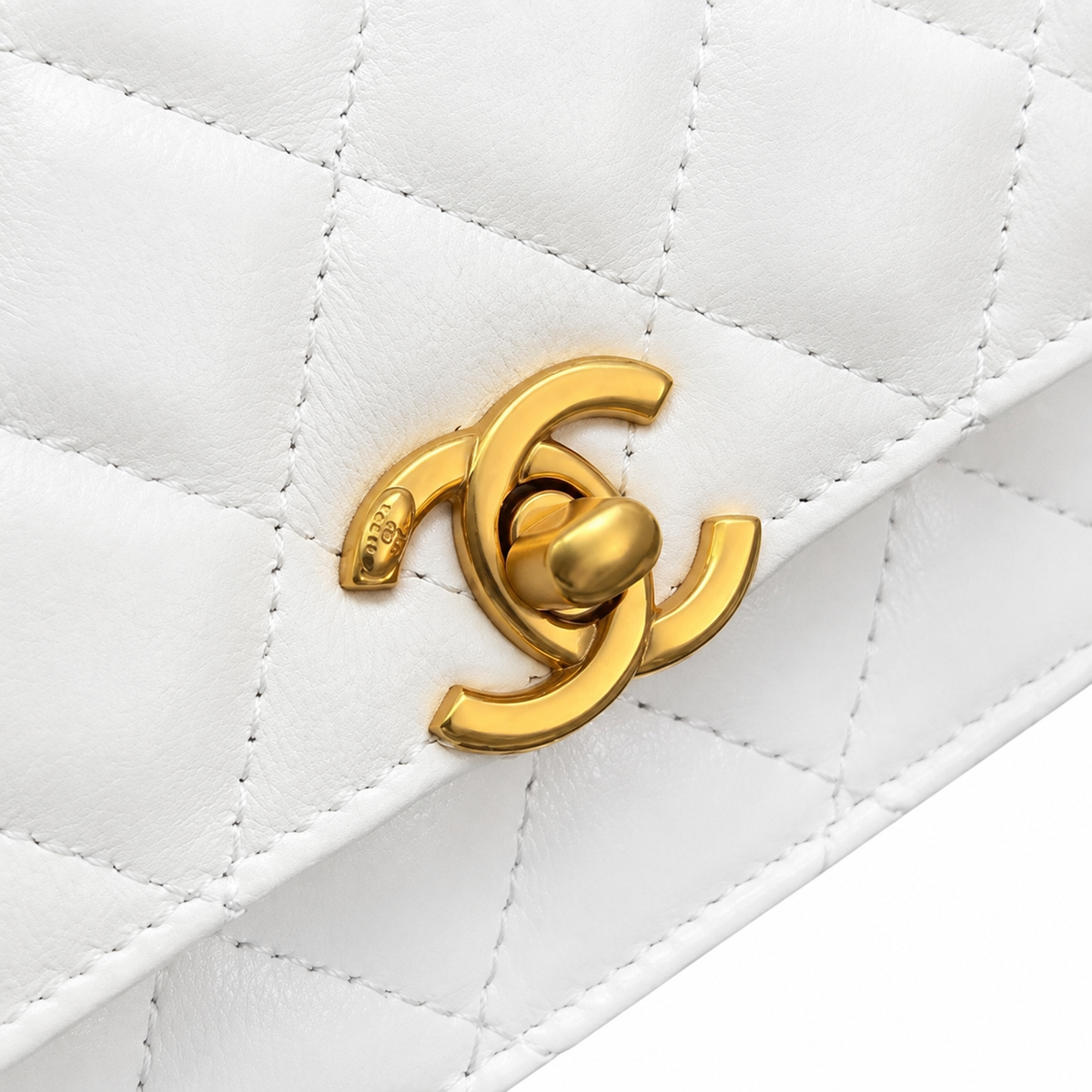 Chanel Ivory Quilted Top-Handle Chain Crossbody Bag