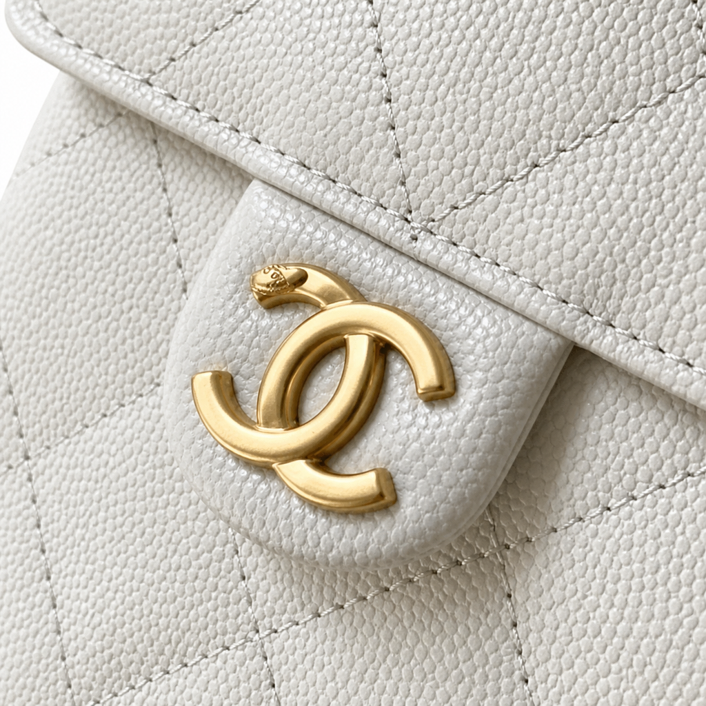 Chanel Quilted Leather Triangle Sling Backpack White Gold Hardware