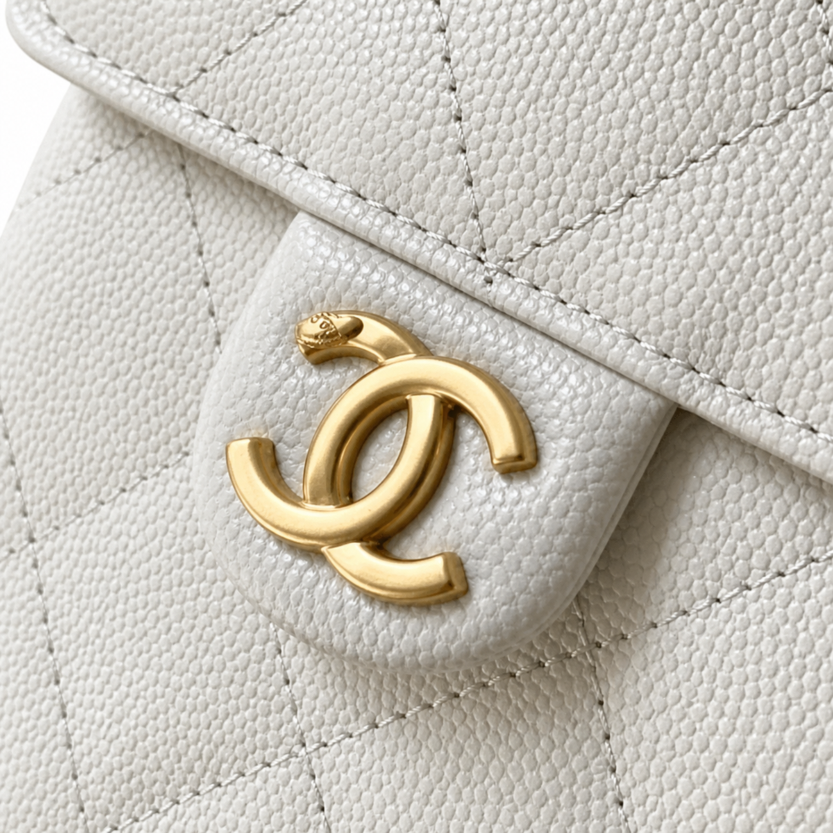 Chanel Quilted Leather Triangle Sling Backpack White Gold Hardware