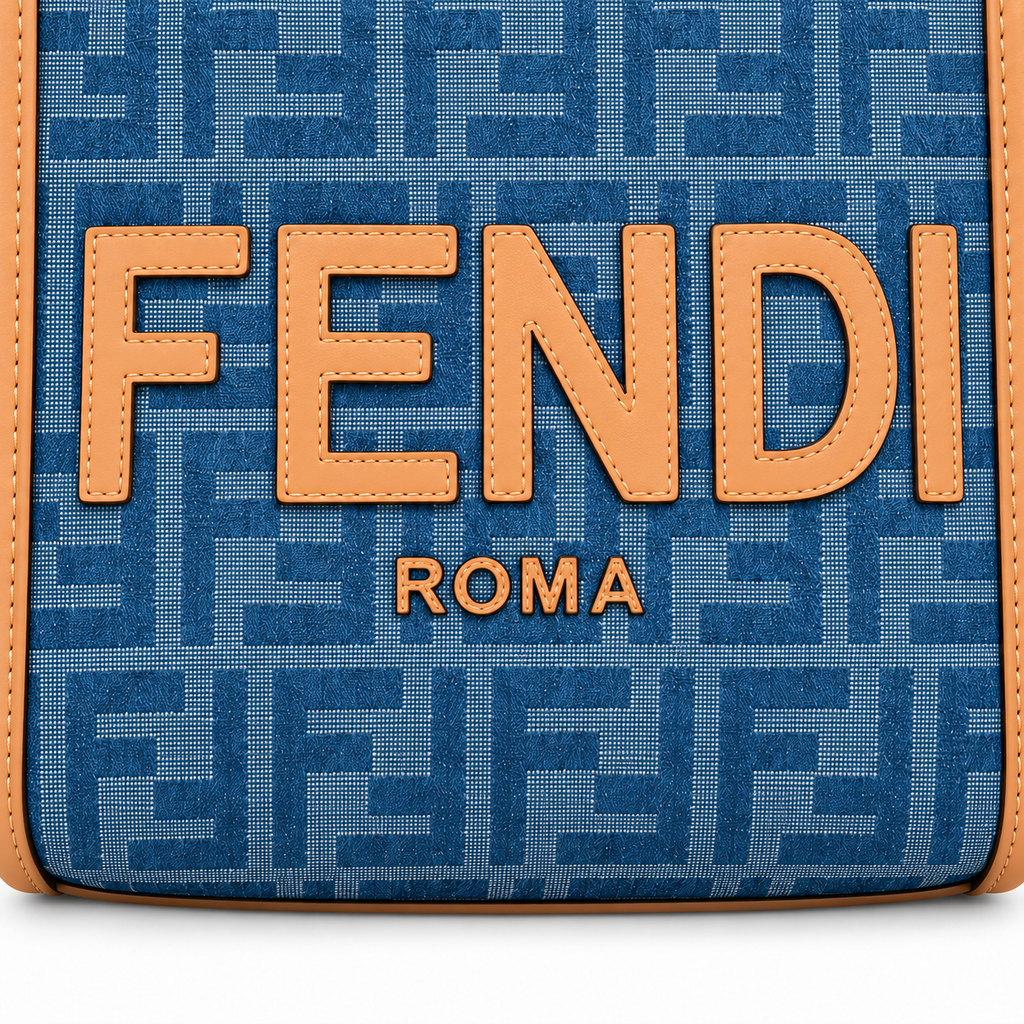 Fendi FF Logo Leather Medium Tote Bag 22.5x25x12cm