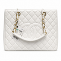 CHANEL Grand Shopping Tote (GST) – White Caviar Leather Gold Hardware Shoulder Bag 35×25×13cm