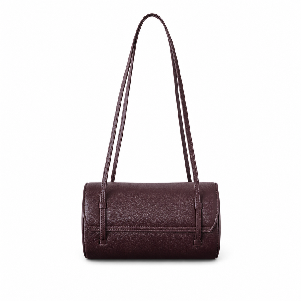 Chanel Vintage Cylinder Barrel Shoulder Bag Dark Brown Leather Gold CC Turn-Lock Slim Strap 22cm