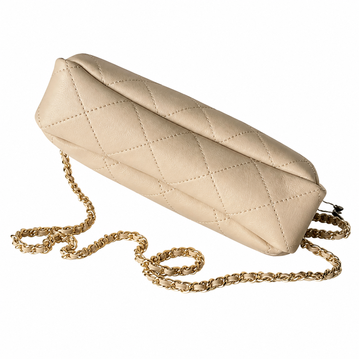 Chanel Mini Box Bag | Beige & Plum Bicolor Quilted Leather CC Logo Gold Chain | Made in Italy | 23cm
