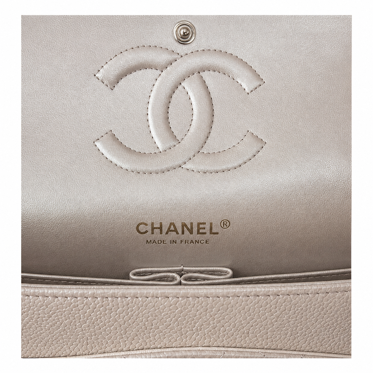 CHANEL Ivory Quilted Lambskin Medium Classic Double Flap Bag Silver Hardware