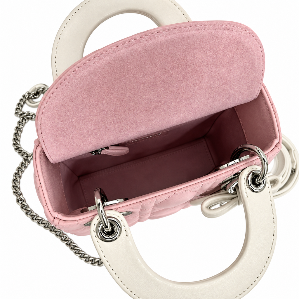 Dior Cannage Quilted Top Handle Crossbody Bag 17cm