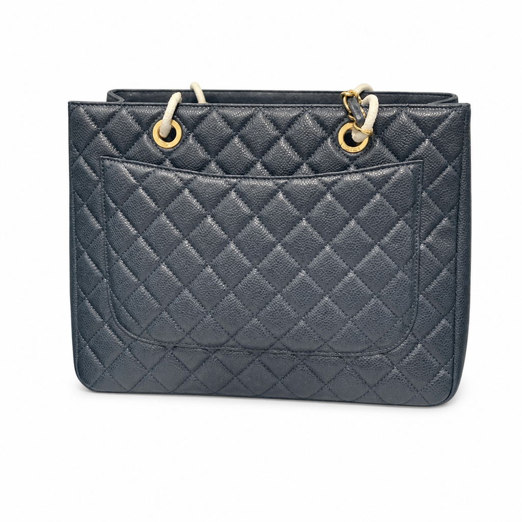 CHANEL Grand Shopping Tote (GST) – Navy Blue Caviar Leather Gold Hardware Shoulder Bag 35×25×13cm