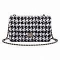 Chanel Black White Sequin Classic Flap Bag Silver CC Chain Crossbody