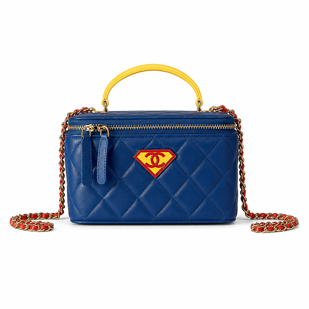 CHANEL Superman Edition Blue Quilted Lambskin Vanity Case Chain Bag