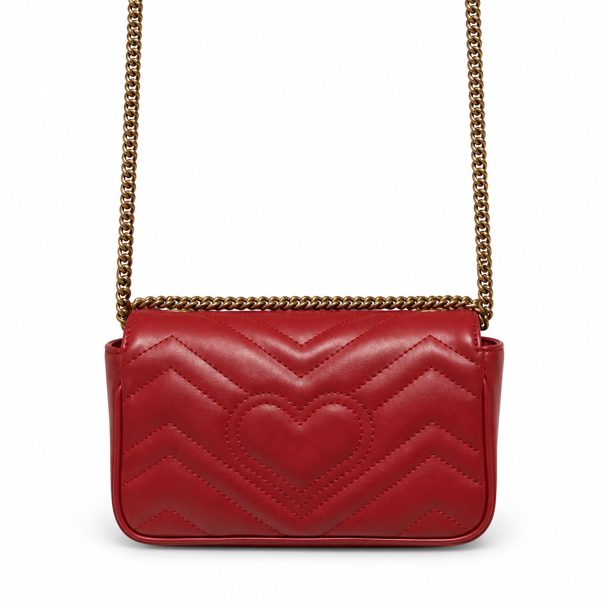 Gucci GG Marmont Super Mini Flap Bag in Hibiscus Red Matelassé