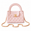 Chanel Baby Pink Quilted Lambskin Mini Coco Handle Bag Aged Gold Sculptural CC Chain