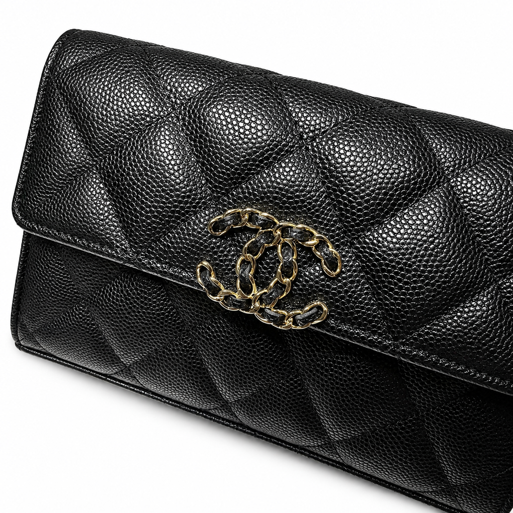 Chanel Black Caviar Quilted Mini Top Handle Flap Bag | Gold Chain-Texture CC Turn-Lock, Ball Connectors & Quilted Interior Pocket