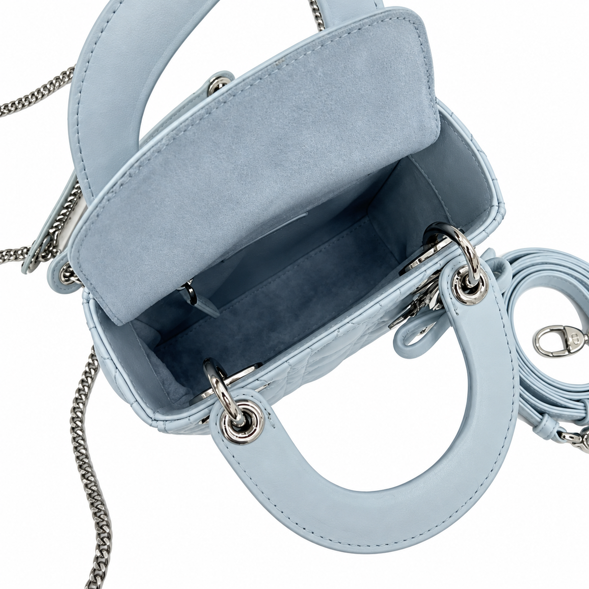 Dior White Cannage Quilted Shoulder Bag 17cm