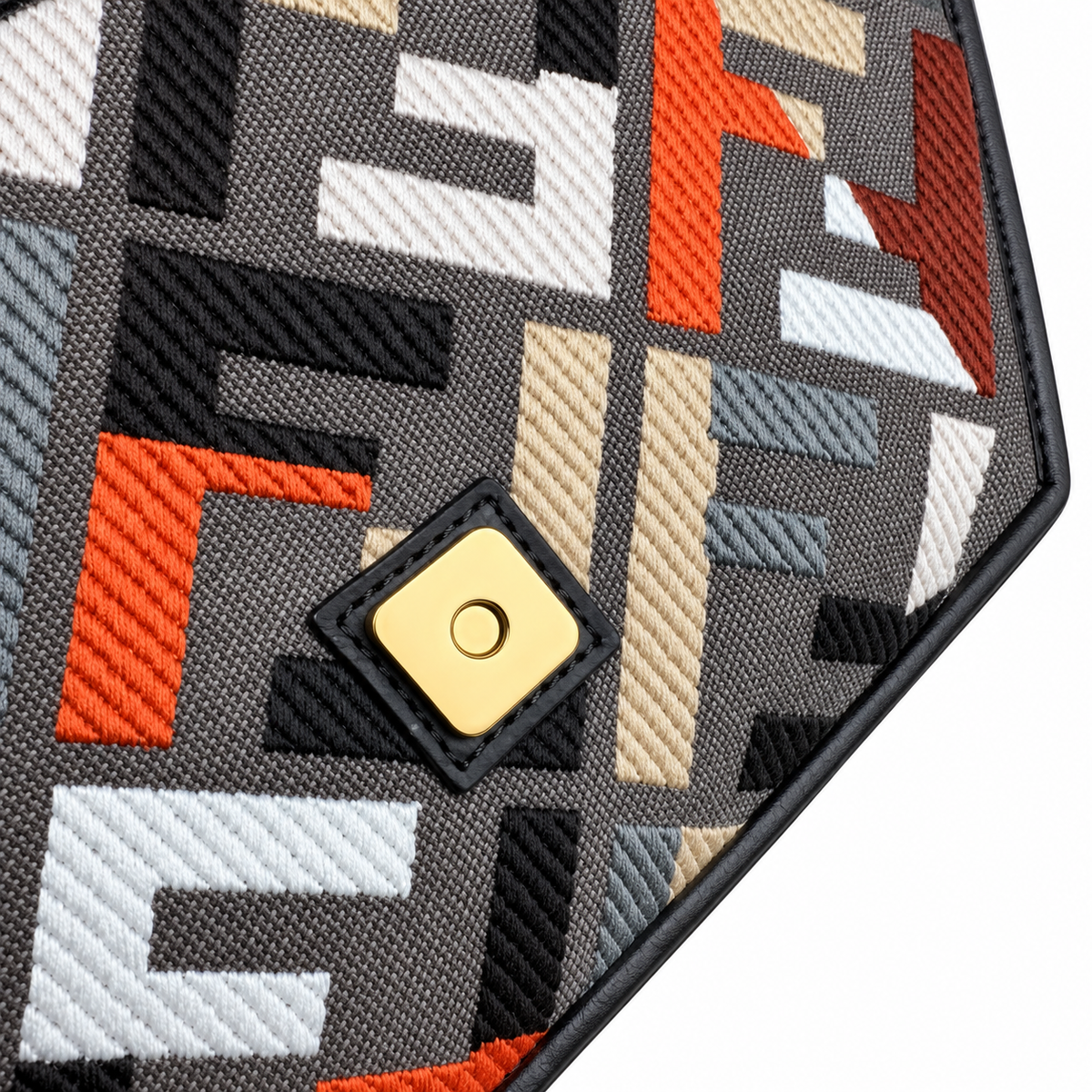 Fendi FF Shoulder Bag – Jacquard Canvas & Leather Trim, Flap Closure, 26cm