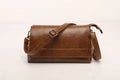 Vintage Cognac Brown Multi-Pocket Flap Crossbody Bag with Matching Wallet
