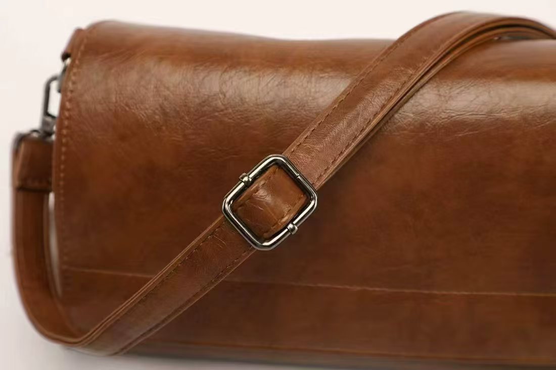 Vintage Cognac Brown Multi-Pocket Flap Crossbody Bag with Matching Wallet
