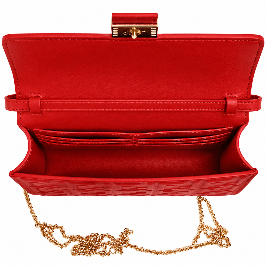 Fendi FF Small Shoulder Bag – Jacquard Canvas & Leather Trim, Flap Closure, 21cm