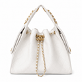 Chanel Quilted Leather Triangle Sling Backpack White Gold Hardware