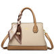 Structured Satchel Top Handle Bag with Scarf Charm Crossbody Strap Women
