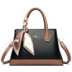 Structured Satchel Top Handle Bag with Scarf Charm Crossbody Strap Women