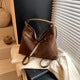 Oversized Suede Effect V-Opening Slouchy Shoulder Bag Dark Brown Women Tote
