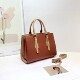 Structured Two-Tone Top Handle Work Bag Beige Contrast Trim Crossbody Women