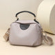 Dove Grey Nylon Shell Crossbody Bag Leather Handle Wide Strap Lightweight Women