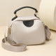 Dove Grey Nylon Shell Crossbody Bag Leather Handle Wide Strap Lightweight Women