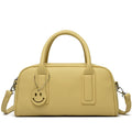 Pillow Boston Bag Waxy Leather Smiley Charm Top Handle Crossbody Sage Women