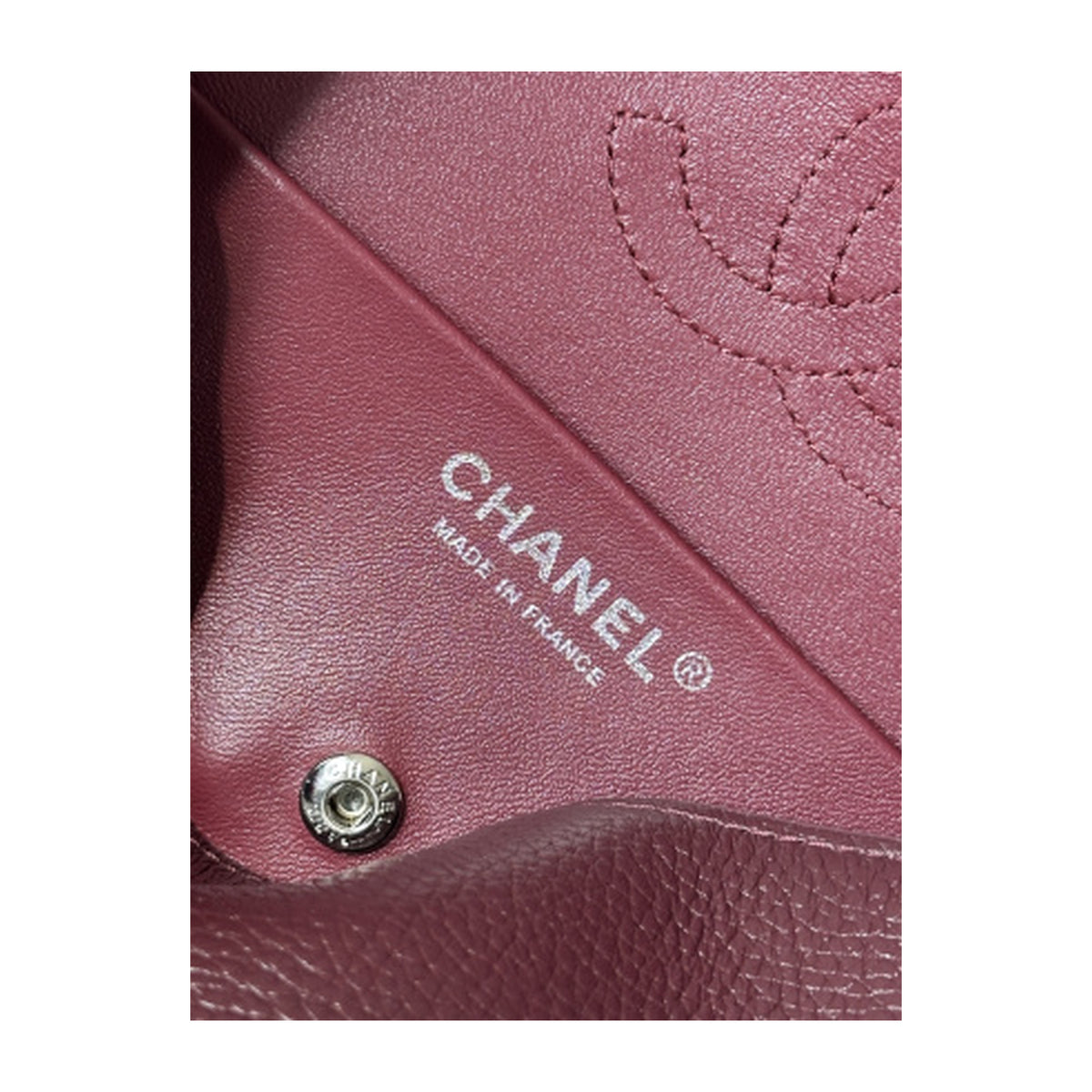 Chanel Burgundy Caviar Leather Mini Classic Flap Bag Silver CC Made in France