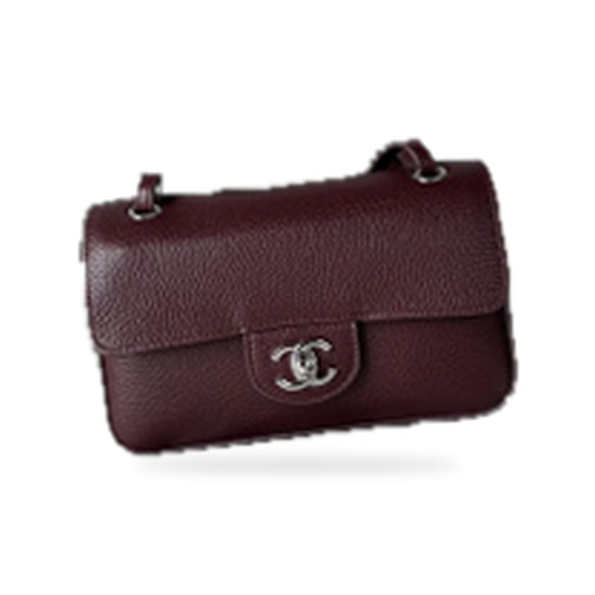 Chanel Burgundy Caviar Leather Mini Classic Flap Bag Silver CC Made in France