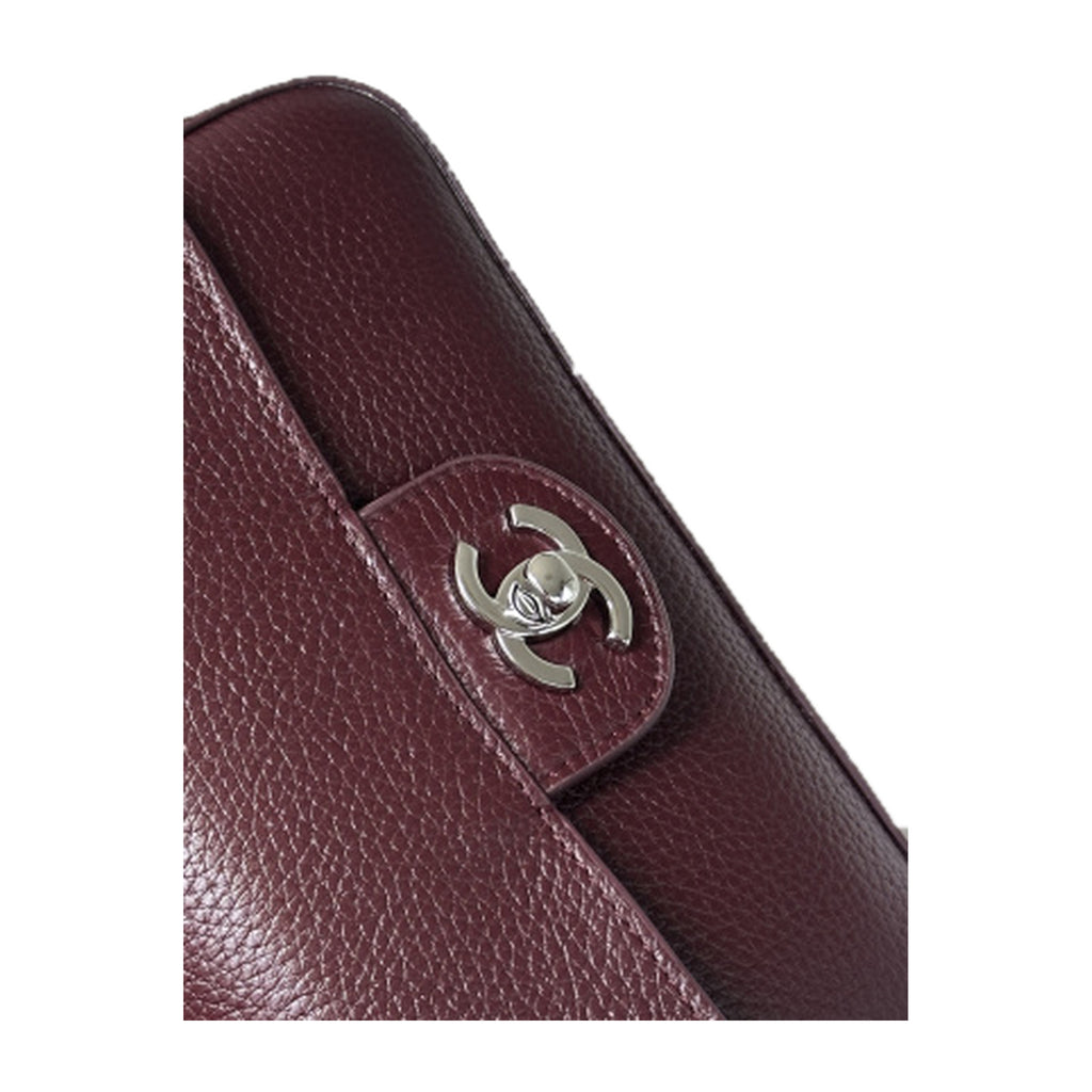 Chanel Burgundy Caviar Leather Mini Classic Flap Bag Silver CC Made in France