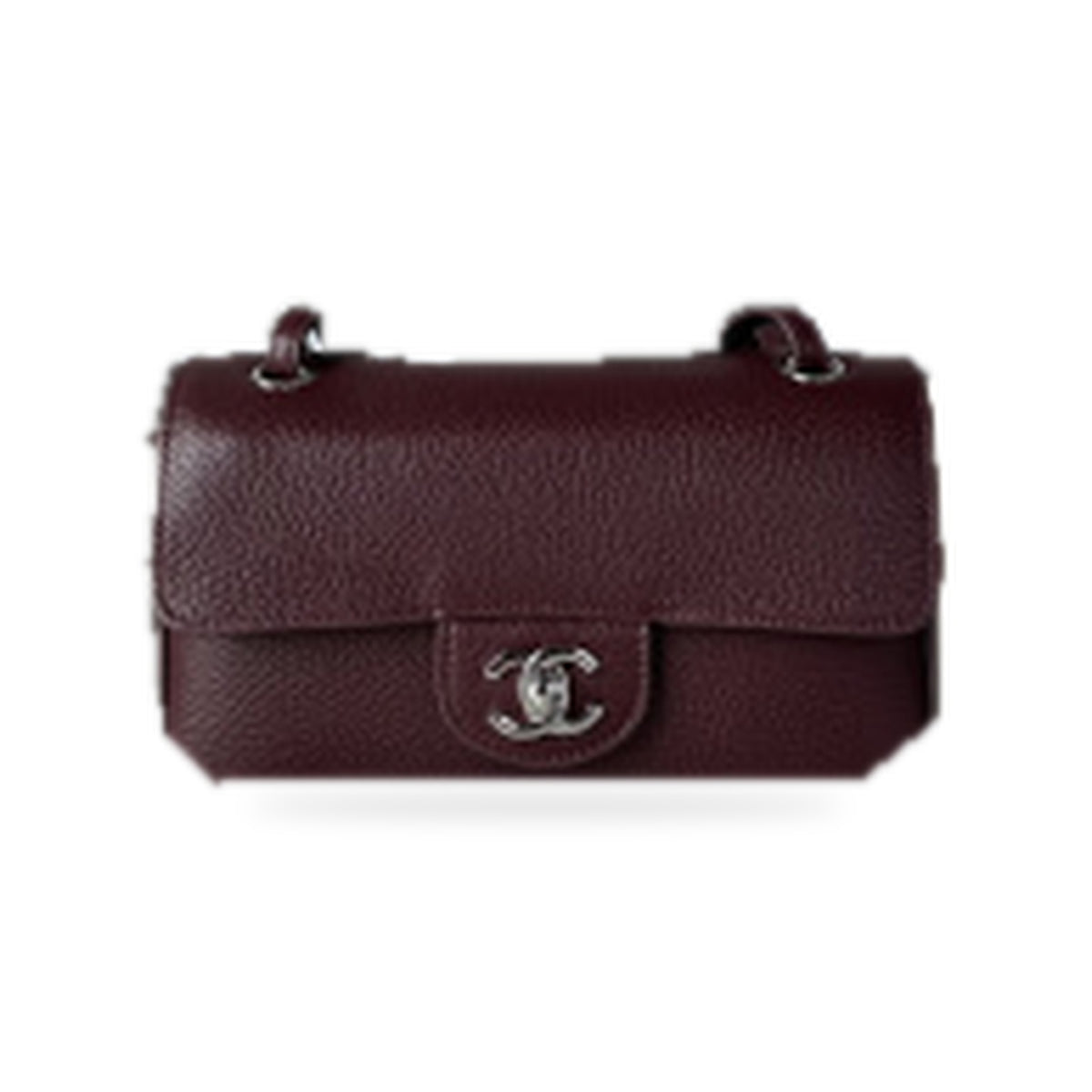 Chanel Burgundy Caviar Leather Mini Classic Flap Bag Silver CC Made in France