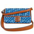 Fendi FF Shoulder Bag – Jacquard Canvas & Leather Trim, Flap Closure, 26cm