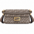 Fendi FF Shoulder Bag – Jacquard Canvas & Leather Trim, Flap Closure, 26cm