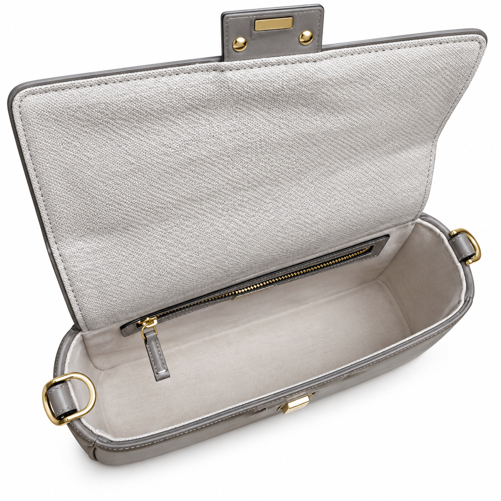 Fendi FF Shoulder Bag – Jacquard Canvas & Leather Trim, Flap Closure, 26cm