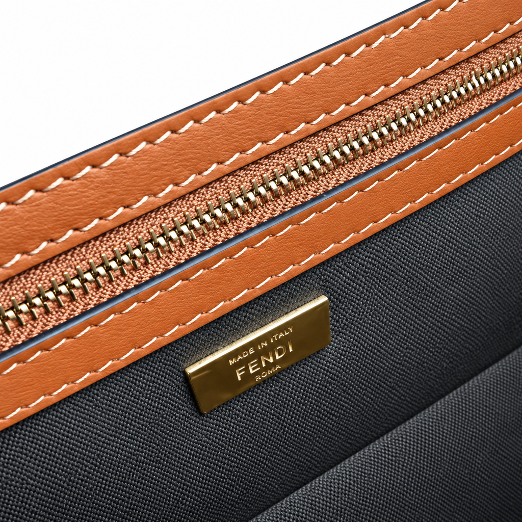 Fendi FF Shoulder Bag – Jacquard Canvas & Leather Trim, Flap Closure, 26cm