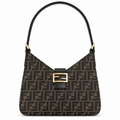 Fendi FF Shoulder Bag – Jacquard Canvas & Leather Trim, Flap Closure, 29cm