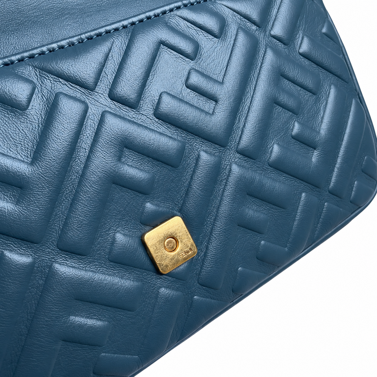 Fendi FF Elongated Shoulder Bag – Jacquard Canvas & Leather Trim, Flap Closure, 27cm
