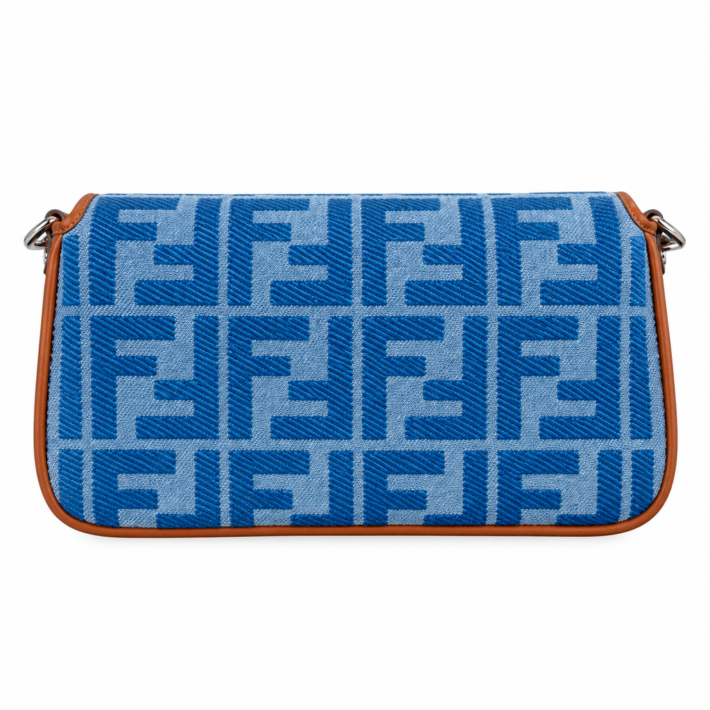 Fendi FF Shoulder Bag – Jacquard Canvas & Leather Trim, Flap Closure, 26cm