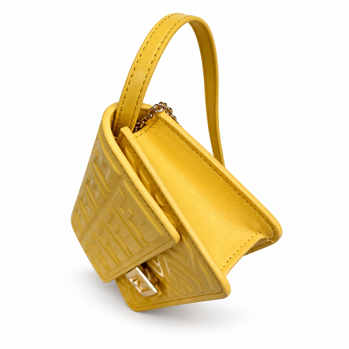 Fendi FF Small Shoulder Bag – Jacquard Canvas & Leather Trim, Flap Closure, 21cm